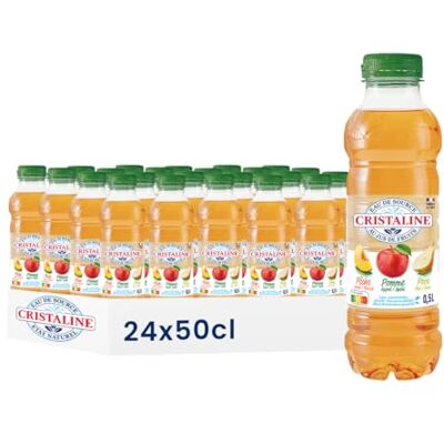 Cristaline Eau de Source Aromatisée Pêche Pomme Poire, 50cl, Lot de 24 Bouteilles - Publicité Cristaline Eau de Source Aromatisée Pêche Pomme Poire, 50cl, Lot de 24 Bouteilles - Publicité