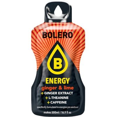Bolero Energy 12 Beutel Sugar-Free Powder Drink Vegan & Gluten-Free For Active Lifestyles (12x14g, Ginger & Lime) - Publicité Bolero Energy 12 Beutel Sugar-Free Powder Drink Vegan & Gluten-Free For Active Lifestyles (12x14g, Ginger & Lime) - Publicité