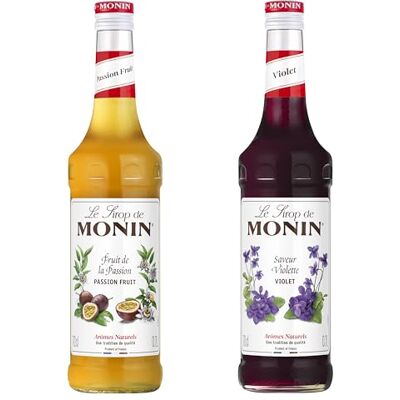 Monin Assortiment Sirop Fruit de la Passion & Sirop Violette Pour Prosecco, Cocktail, Thé Glacé, Limonade Arômes Naturels Bouteille en Verre 2 x 70 cl - Publicité Monin Assortiment Sirop Fruit de la Passion & Sirop Violette Pour Prosecco, Cocktail, Thé Glacé, Limonade Arômes Naturels Bouteille en Verre 2 x 70 cl - Publicité