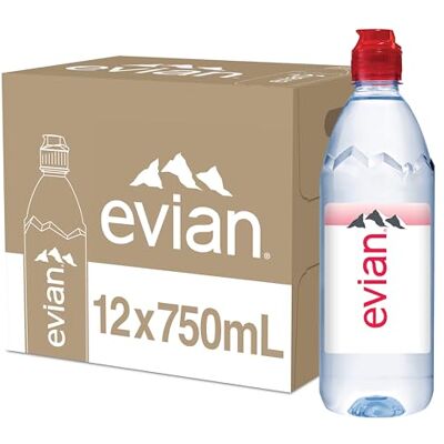 Evian Lot de 12 bouchons d'eau minérale naturelle 75 cl - Publicité Evian Lot de 12 bouchons d'eau minérale naturelle 75 cl - Publicité