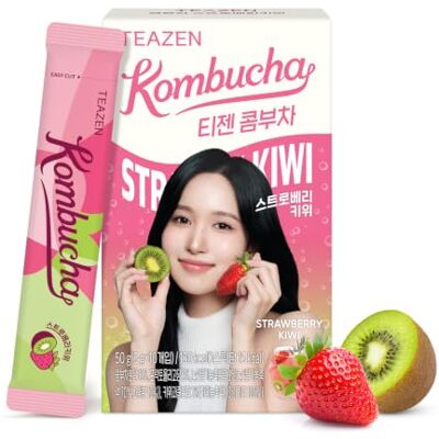 TeaZen Pack de 10 Sachets Kombucha Fraise Kiwi Boisson Instantanée Probiotique Thé Sans Sucre Faible en Calories Vegan Clean Label 10 x 5 g - Publicité TeaZen Pack de 10 Sachets Kombucha Fraise Kiwi Boisson Instantanée Probiotique Thé Sans Sucre Faible en Calories Vegan Clean Label 10 x 5 g - Publicité
