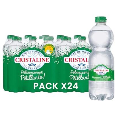 Cristaline Eau de Source Gazeifiée Délicieusement Pétillante, 50 cl, Pack de 24 Bouteilles - Publicité Cristaline Eau de Source Gazeifiée Délicieusement Pétillante, 50 cl, Pack de 24 Bouteilles - Publicité