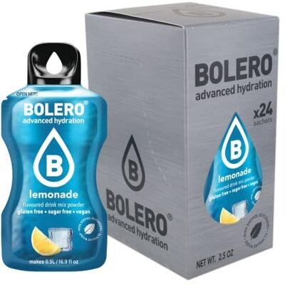 Bolero LEMONADE 24x3g Jus en poudre sans sucre, édulcoré à la stévia + vitamine C pour enfants et sportifs sans gluten, végétalien goût de limonade - Publicité Bolero LEMONADE 24x3g Jus en poudre sans sucre, édulcoré à la stévia + vitamine C pour enfants et sportifs sans gluten, végétalien goût de limonade - Publicité