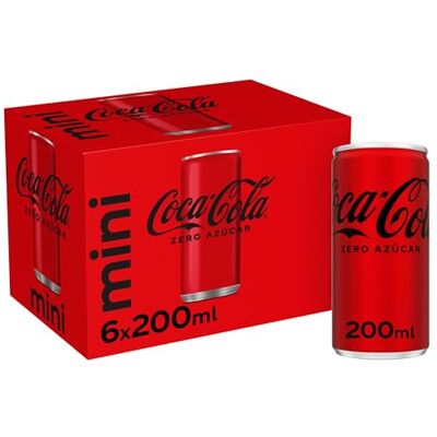 Coca-Cola Zero Sucre Soda de cola sans sucre, sans calories, lot de 6 mini canettes 200 ml - Publicité Coca-Cola Zero Sucre Soda de cola sans sucre, sans calories, lot de 6 mini canettes 200 ml - Publicité