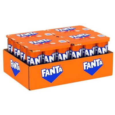 Fanta Original saveur orange avec jus d'orange italien, sans ajout de conservateurs, canette 100 % recyclable, saveur rafraîchissante 24 canettes de 330 ml - Publicité Fanta Original saveur orange avec jus d'orange italien, sans ajout de conservateurs, canette 100 % recyclable, saveur rafraîchissante 24 canettes de 330 ml - Publicité