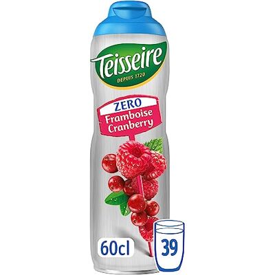 Teisseire Zéro Sucre, Sirop de Framboise Cranberry pour Boisson Rafraîchissante, Cocktails, Bidon 60cl - Publicité Teisseire Zéro Sucre, Sirop de Framboise Cranberry pour Boisson Rafraîchissante, Cocktails, Bidon 60cl - Publicité