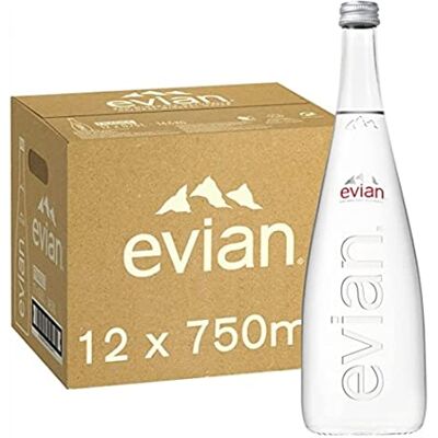 Evian Still Lot de 12 bouteilles d'eau minérale en verre 750 ml - Publicité Evian Still Lot de 12 bouteilles d'eau minérale en verre 750 ml - Publicité