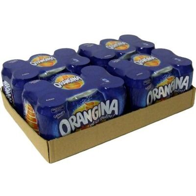 Orangina dans la limonade et jus d'orange avec de la pulpe de 2%. 24 x 33 canettes cl. BBQ - Publicité Orangina dans la limonade et jus d'orange avec de la pulpe de 2%. 24 x 33 canettes cl. BBQ - Publicité
