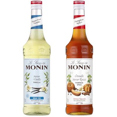 Monin Assortiment Vanille Sans Sucre + Sirop de Citrouille Saveur Epicée Pour Café, Chocolat Chaud, Capuccino ou Latte Arômes Naturels Bouteille en Verre 2 x 70 cl - Publicité Monin Assortiment Vanille Sans Sucre + Sirop de Citrouille Saveur Epicée Pour Café, Chocolat Chaud, Capuccino ou Latte Arômes Naturels Bouteille en Verre 2 x 70 cl - Publicité