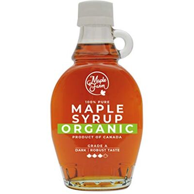 MapleFarm Sirop d'érable pur BIOLOGIQUE canadien Grade A (Goût foncé, robuste) 189 ml (Lot de 1) Sirop d'érable pur jus d'érable biologique - Publicité MapleFarm Sirop d'érable pur BIOLOGIQUE canadien Grade A (Goût foncé, robuste) 189 ml (Lot de 1) Sirop d'érable pur jus d'érable biologique - Publicité