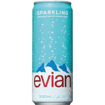 Evian Eau Minérale Naturelle Gazeuse 33 cl– Lot de 24 Boîtes – Eau Minérale Pétillante Rafraîchissante - Publicité Evian Eau Minérale Naturelle Gazeuse 33 cl– Lot de 24 Boîtes – Eau Minérale Pétillante Rafraîchissante - Publicité