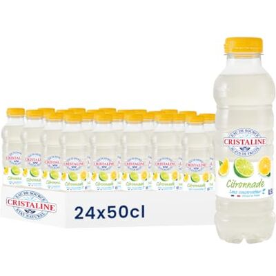 Cristaline Citronnade Eau de Source Aromatisée Citron et Citron Vert, 50cl, Pack de 24 Bouteilles - Publicité Cristaline Citronnade Eau de Source Aromatisée Citron et Citron Vert, 50cl, Pack de 24 Bouteilles - Publicité