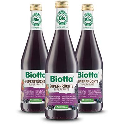 Biotta Jus Superfruits Bio Aronia, Myrtille & Cassis 500ml 8 fruits et légumes bio pressés, riche en antioxydants naturels, idéal au quotidien, lot de 3 - Publicité Biotta Jus Superfruits Bio Aronia, Myrtille & Cassis 500ml 8 fruits et légumes bio pressés, riche en antioxydants naturels, idéal au quotidien, lot de 3 - Publicité