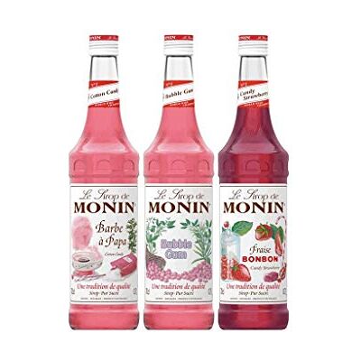 Monin Sirop de Barbe à papa, bubble Gum et Fraise Bonbon pour Cocktail, Limonade et Eau Plate Arômes Naturels 70cl - Publicité Monin Sirop de Barbe à papa, bubble Gum et Fraise Bonbon pour Cocktail, Limonade et Eau Plate Arômes Naturels 70cl - Publicité
