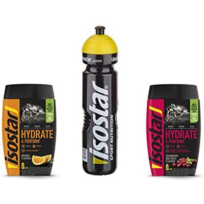 Isostar Hydrate & Perform Orange / Cranberry + Bouteille D'eau 1L - Publicité Isostar Hydrate & Perform Orange / Cranberry + Bouteille D'eau 1L - Publicité
