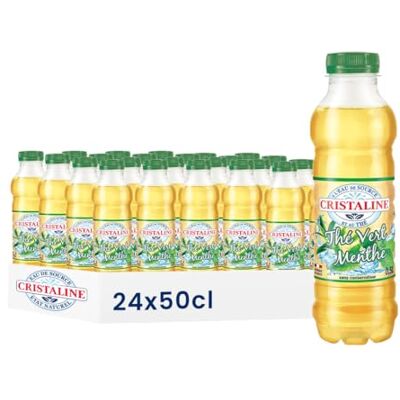 Cristaline Eau de Source Aromatisée Thé Vert Menthe, 50cl, Lot de 24 Bouteilles - Publicité Cristaline Eau de Source Aromatisée Thé Vert Menthe, 50cl, Lot de 24 Bouteilles - Publicité