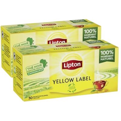 Lipton Yellow Label Kenya Thé noir Lot de 2x30 sachets - Publicité Lipton Yellow Label Kenya Thé noir Lot de 2x30 sachets - Publicité