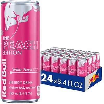 Red Bull Édition Pêche Boisson Énergisante, Pêche Blanche, 250 ml, 24 canettes, avec 80 mg de Caféine, Taurine et Vitamines B - Publicité Red Bull Édition Pêche Boisson Énergisante, Pêche Blanche, 250 ml, 24 canettes, avec 80 mg de Caféine, Taurine et Vitamines B - Publicité