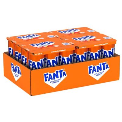 Fanta Zero Sucres Goût orange, avec jus d'orange italienne, sans sucre ajouté et conservateur, 100% recyclable, goût rafraîchissant – 24 boîtes de 330 ml - Publicité Fanta Zero Sucres Goût orange, avec jus d'orange italienne, sans sucre ajouté et conservateur, 100% recyclable, goût rafraîchissant – 24 boîtes de 330 ml - Publicité