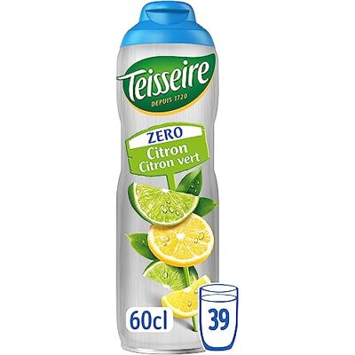Teisseire Zéro Sucre, Sirop de Citron, Citron Vert pour Boisson Rafraîchissante, Cocktails, Bidon 60cl - Publicité Teisseire Zéro Sucre, Sirop de Citron, Citron Vert pour Boisson Rafraîchissante, Cocktails, Bidon 60cl - Publicité