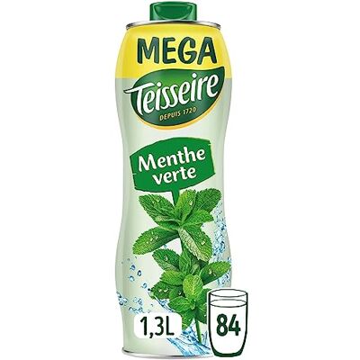 Teisseire Sirop Menthe Verte pour Boisson Rafraîchissante, Cocktails, Bidon 1,3L - Publicité Teisseire Sirop Menthe Verte pour Boisson Rafraîchissante, Cocktails, Bidon 1,3L - Publicité