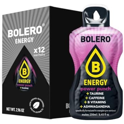 Bolero Energy 7 g x 12 sachets Boisson en poudre sans sucre Végan & sans gluten Pour un mode de vie actif (12x7g, Power Punch) - Publicité Bolero Energy 7 g x 12 sachets Boisson en poudre sans sucre Végan & sans gluten Pour un mode de vie actif (12x7g, Power Punch) - Publicité
