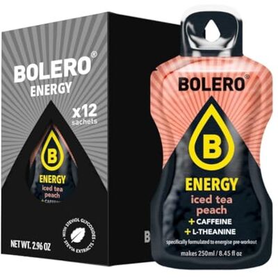 Bolero Energy 7 g x 12 sachets Boisson en poudre sans sucre Végan & sans gluten Pour un mode de vie actif (12x7g, Thé Glacé Pêche) - Publicité Bolero Energy 7 g x 12 sachets Boisson en poudre sans sucre Végan & sans gluten Pour un mode de vie actif (12x7g, Thé Glacé Pêche) - Publicité