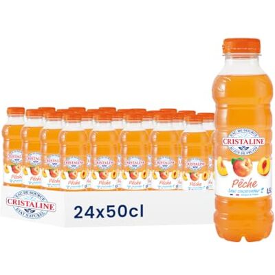 Cristaline Eau de Source Aromatisée Pêche, 50cl, Lot de 24 Bouteilles - Publicité Cristaline Eau de Source Aromatisée Pêche, 50cl, Lot de 24 Bouteilles - Publicité