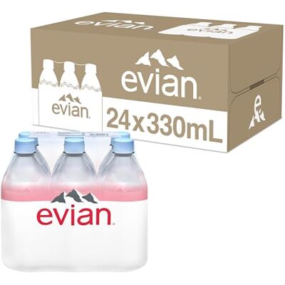 Evian Natural Spring Water Lot de 24 mini bouteilles d'eau de source filtrées naturellement 330 ml - Publicité Evian Natural Spring Water Lot de 24 mini bouteilles d'eau de source filtrées naturellement 330 ml - Publicité