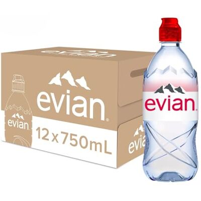 Evian Lot de 12 bouchons d'eau minérale 750 ml - Publicité Evian Lot de 12 bouchons d'eau minérale 750 ml - Publicité