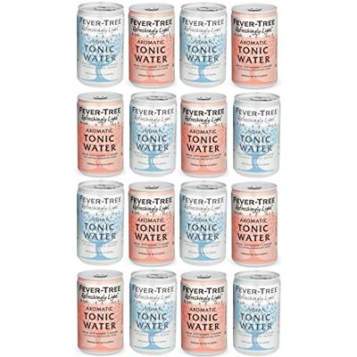 Tonic-Water Fever-Tree Refreshingly Light Aromatic Tonic Water & Refreshingly Light Tonic Water Cans 150ml Mixed Pack x 16 - Publicité Tonic-Water Fever-Tree Refreshingly Light Aromatic Tonic Water & Refreshingly Light Tonic Water Cans 150ml Mixed Pack x 16 - Publicité