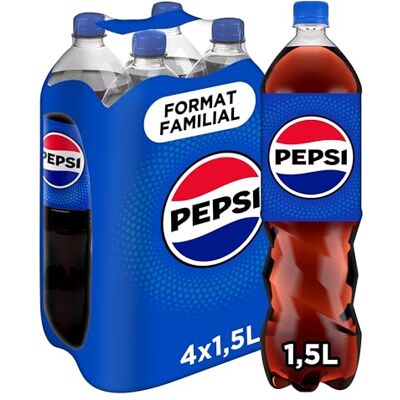Pepsi Soda au Cola Classique Format Familial Lot de 4x1,5L - Publicité Pepsi Soda au Cola Classique Format Familial Lot de 4x1,5L - Publicité