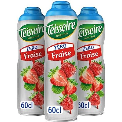 Teisseire Zéro Sucre, Sirop Fraise pour Boisson Rafraîchissante, Cocktails, Bidon 3x60cl - Publicité Teisseire Zéro Sucre, Sirop Fraise pour Boisson Rafraîchissante, Cocktails, Bidon 3x60cl - Publicité