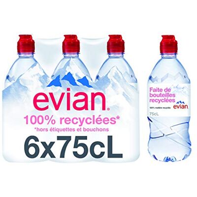 Evian Eau Minérale Naturelle Bouteilles Pack de 6 x 75 cl - Publicité Evian Eau Minérale Naturelle Bouteilles Pack de 6 x 75 cl - Publicité
