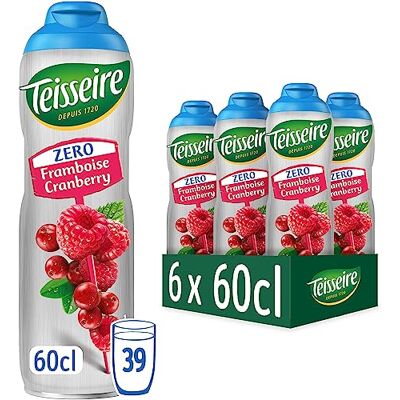 Teisseire Zéro Sucre, Sirop de Framboise Cranberry pour Boisson Rafraîchissante, Cocktails, Bidon 6x60cl - Publicité Teisseire Zéro Sucre, Sirop de Framboise Cranberry pour Boisson Rafraîchissante, Cocktails, Bidon 6x60cl - Publicité