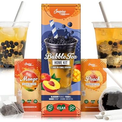 The Inspire Food Company INSPIRE FOOD Kit Bubble Tea Complet Myrtille Boba & Pêche Mangue Sirop - Publicité The Inspire Food Company INSPIRE FOOD Kit Bubble Tea Complet Myrtille Boba & Pêche Mangue Sirop - Publicité