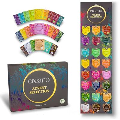 Creano calendrier de l’Avent BIO 24 sachets de thé assortis 24 variétés coffret cadeau* - Publicité Creano calendrier de l’Avent BIO 24 sachets de thé assortis 24 variétés coffret cadeau* - Publicité