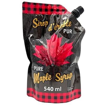 Les trésors d'érable Sirop d'érable du Canada en Pochette de 540 ml Pratique avec bec verseur 100% pur - Publicité Les trésors d'érable Sirop d'érable du Canada en Pochette de 540 ml Pratique avec bec verseur 100% pur - Publicité