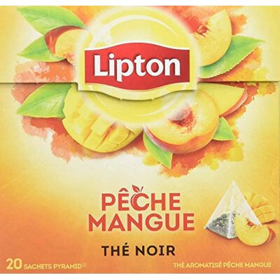 Lipton Thé Noir Mangue Pêche, 20 Comptages (Pack de 1), Boîte - Publicité Lipton Thé Noir Mangue Pêche, 20 Comptages (Pack de 1), Boîte - Publicité