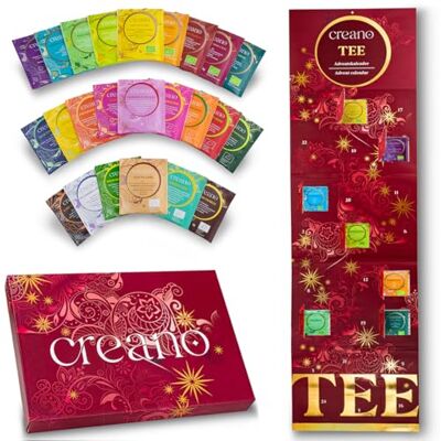Creano – Coffret Infusions Bio 24 Sachets, 24 Variétés d’Herbes Différentes, 48g – Tisanes Mélangées pour Bien-être et Relaxation – calendrier mural décoratif de l'Avent – cadeau de thé noble* - Publicité Creano – Coffret Infusions Bio 24 Sachets, 24 Variétés d’Herbes Différentes, 48g – Tisanes Mélangées pour Bien-être et Relaxation – calendrier mural décoratif de l'Avent – cadeau de thé noble* - Publicité