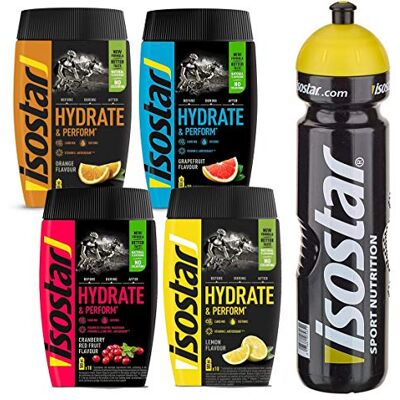 Isostar Hydrate & Perform Pamplemousse Citron Orange Canneberge + Bouteille D'eau 1L Pack d'offres - Publicité Isostar Hydrate & Perform Pamplemousse Citron Orange Canneberge + Bouteille D'eau 1L Pack d'offres - Publicité