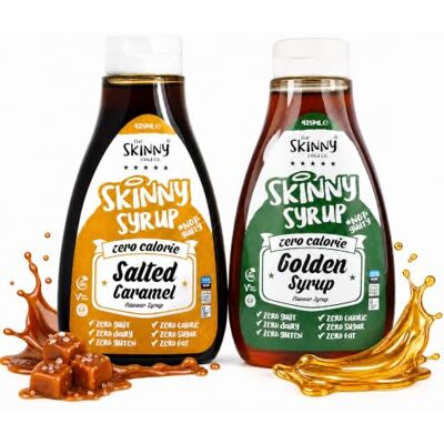 The Skinny Food Co . Lot de 2 sirops de caramel salé et sirop doré Sauce sans sucre zéro calories - Publicité The Skinny Food Co . Lot de 2 sirops de caramel salé et sirop doré Sauce sans sucre zéro calories - Publicité