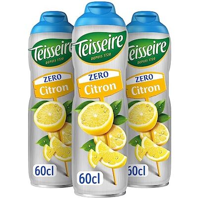 Teisseire Zéro Sucre, Sirop de Citron pour Boisson Rafraîchissante, Cocktails, Bidon 3x60cl - Publicité Teisseire Zéro Sucre, Sirop de Citron pour Boisson Rafraîchissante, Cocktails, Bidon 3x60cl - Publicité