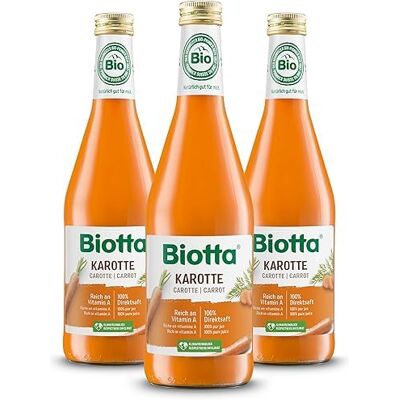 Biotta Jus de Carottes Lacto-Fermenté Bio 500ml Lot de 3 Riche en bêta-carotène (provitamine A), 100% pression de carottes bio de Thurgovie, vegan - Publicité Biotta Jus de Carottes Lacto-Fermenté Bio 500ml Lot de 3 Riche en bêta-carotène (provitamine A), 100% pression de carottes bio de Thurgovie, vegan - Publicité