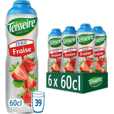 Teisseire Zéro Sucre, Sirop Fraise pour Boisson Rafraîchissante, Cocktails, Bidon 6x60cl - Publicité Teisseire Zéro Sucre, Sirop Fraise pour Boisson Rafraîchissante, Cocktails, Bidon 6x60cl - Publicité