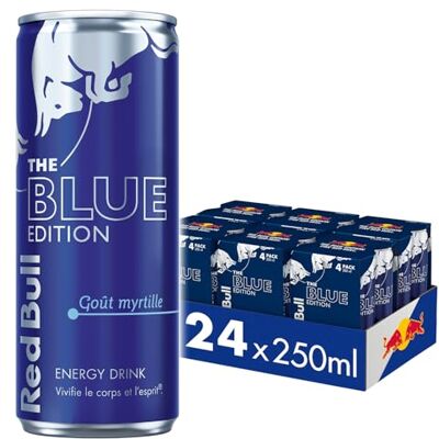 Red Bull , Boisson énergisante, Goût Myrtille 4x250ml (6 packs de 4x250ml 24 canettes) - Publicité Red Bull , Boisson énergisante, Goût Myrtille 4x250ml (6 packs de 4x250ml 24 canettes) - Publicité