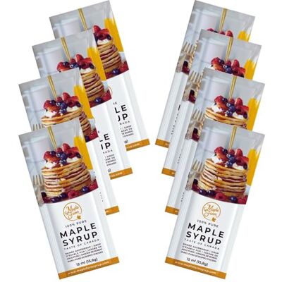 MapleFarm 8 SACHETS MONODOSES de sirop d'érable PUR GRADE A de 15,8G (12ml) sirop pour pancakes sirop pour gaufres jus d'érable - Publicité MapleFarm 8 SACHETS MONODOSES de sirop d'érable PUR GRADE A de 15,8G (12ml) sirop pour pancakes sirop pour gaufres jus d'érable - Publicité