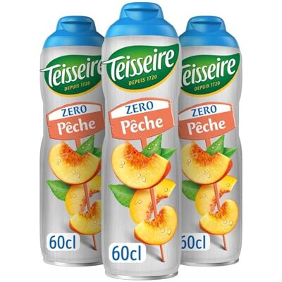 Teisseire Zéro Sucre, Sirop Pêche pour Boisson Rafraîchissante, Cocktails, Bidon 3x60cl - Publicité Teisseire Zéro Sucre, Sirop Pêche pour Boisson Rafraîchissante, Cocktails, Bidon 3x60cl - Publicité