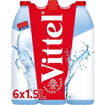 Vittel - 1,5 L Bouteille - Lot de 6 - Eau - Publicité Vittel - 1,5 L Bouteille - Lot de 6 - Eau - Publicité