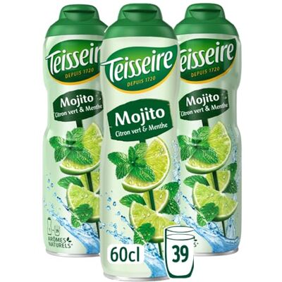 Teisseire Sirop de Mojito pour Boisson Rafraîchissante, Cocktails, Bidon Recyclable 3x60cl - Publicité Teisseire Sirop de Mojito pour Boisson Rafraîchissante, Cocktails, Bidon Recyclable 3x60cl - Publicité